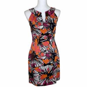 David Meister Tropical Floral Sheath Dress Black Size 2